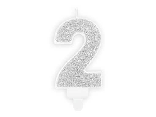 Picture of BIRTHDAY CANDLE SILVER NUMBER 2